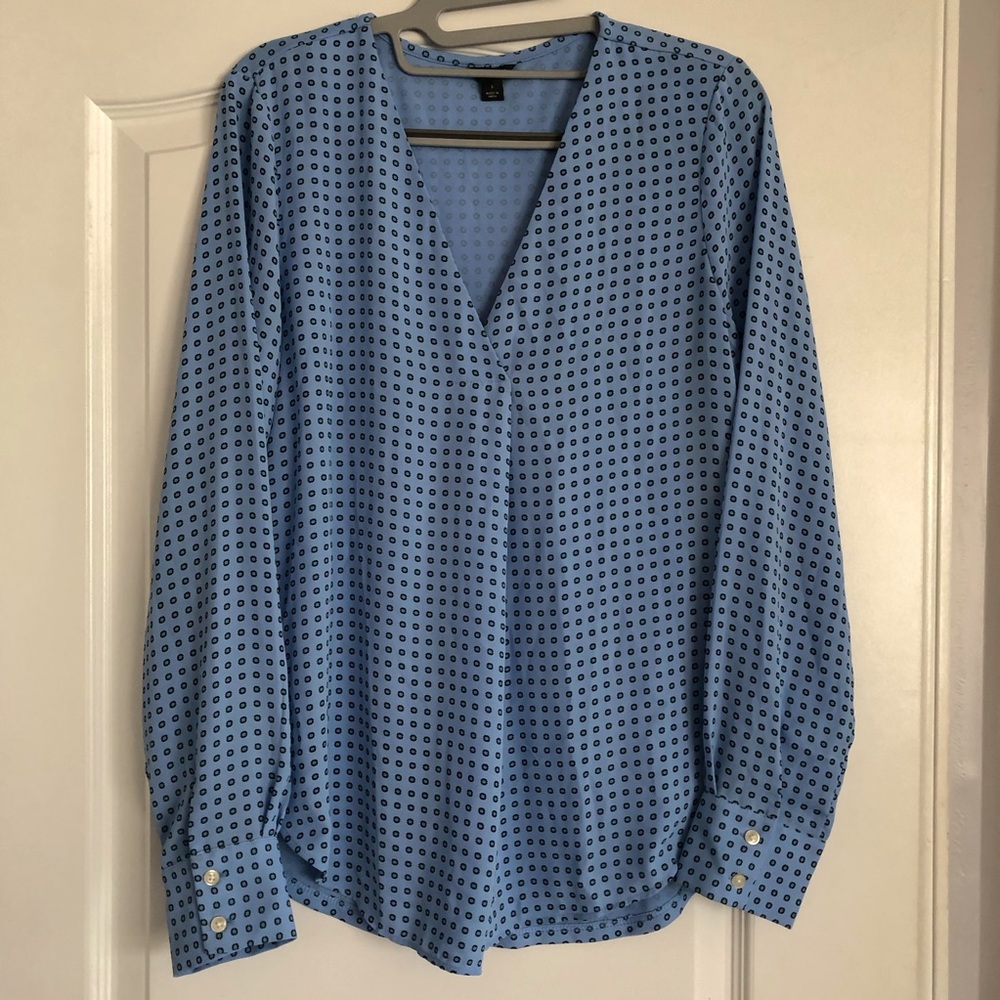 Ann Taylor Blue Pleat Front Top